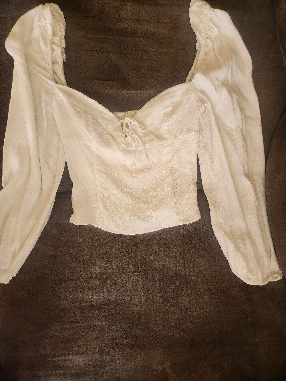 Wilfred White Puff-Sleeve Sweetheart Crop Top